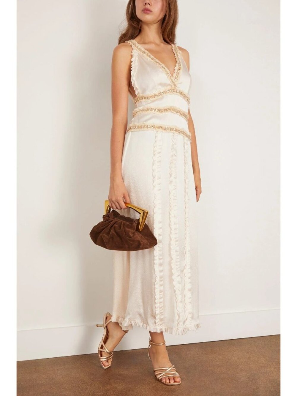 Saint Art Nola Embellished Silk Dress Ivory Size Small NWT